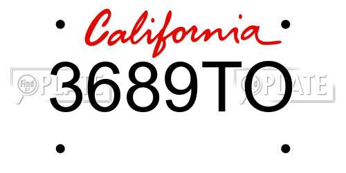 3689TO California License Plate