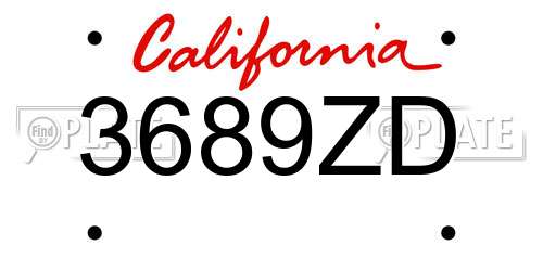3689ZD California License Plate