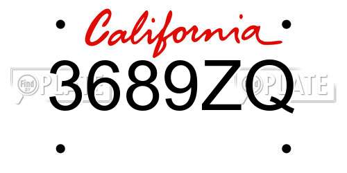 3689ZQ California License Plate