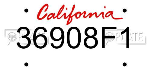 36908F1 California License Plate