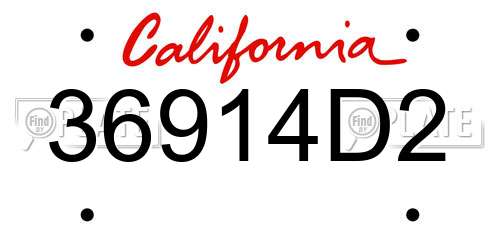 36914D2 California License Plate