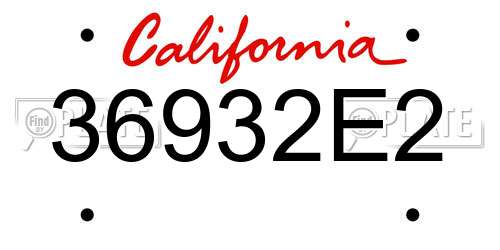 36932E2 California License Plate