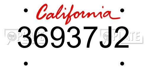 36937J2 California License Plate