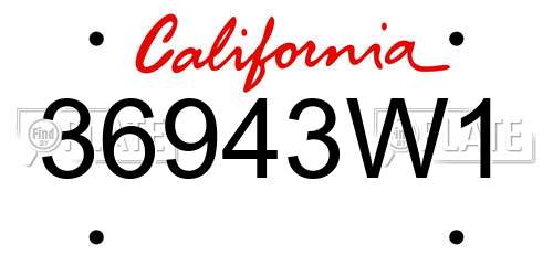 36943W1 California License Plate