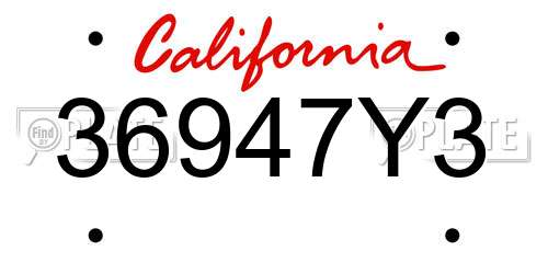 36947Y3 California License Plate