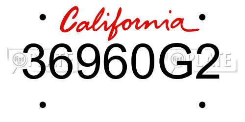 36960G2 California License Plate