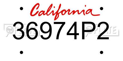 36974P2 California License Plate