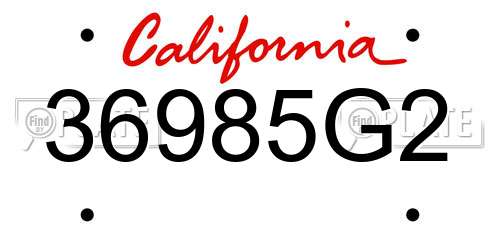 36985G2 California License Plate