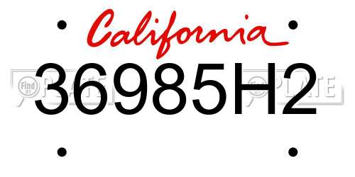 36985H2 California License Plate