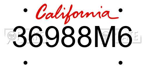 36988M6 California License Plate