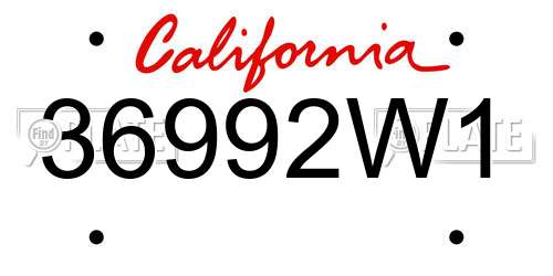 36992W1 California License Plate