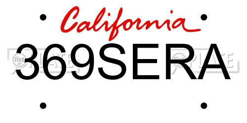 369SERA California License Plate