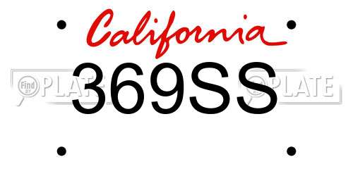 369SS California License Plate
