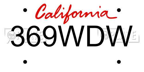 369WDW California License Plate