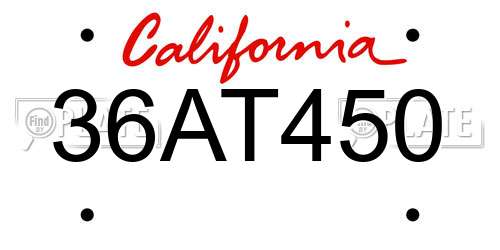 36AT450 California License Plate