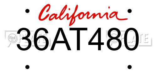 36AT480 California License Plate