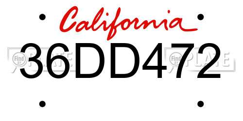 36DD472 California License Plate