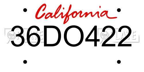 36DO422 California License Plate