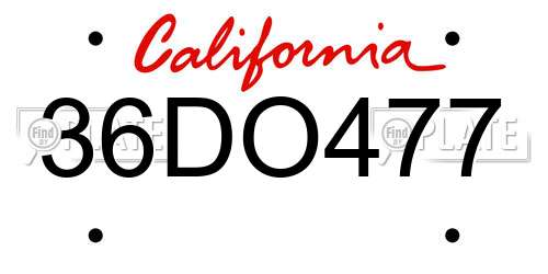 36DO477 California License Plate