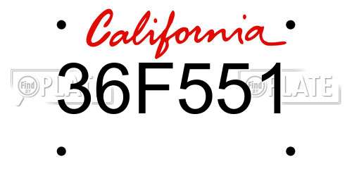 36F551 California License Plate