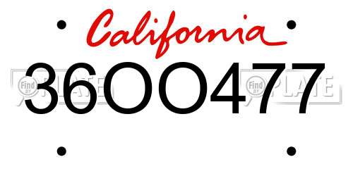 36OO477 California License Plate