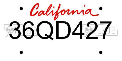 36QD427 California License Plate