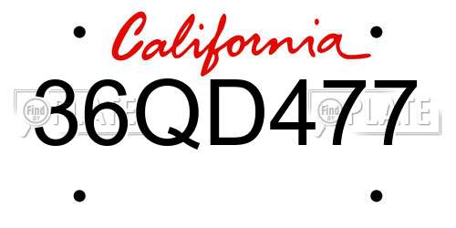 36QD477 California License Plate
