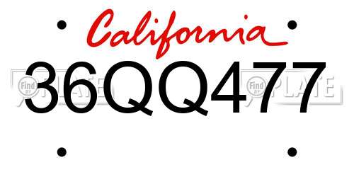 36QQ477 California License Plate
