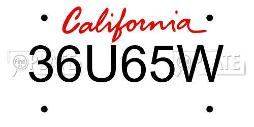 36U65W California License Plate