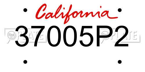 37005P2 California License Plate