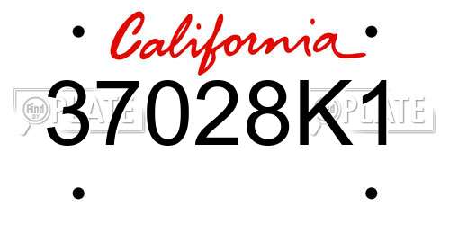 37028K1 California License Plate