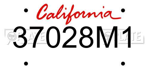 37028M1 California License Plate