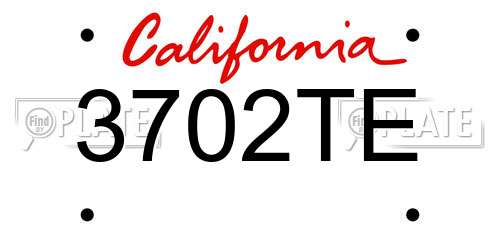 3702TE California License Plate