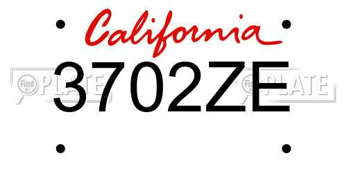 3702ZE California License Plate