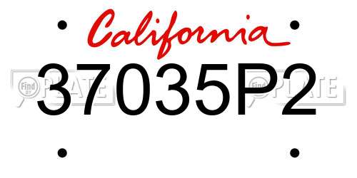 37035P2 California License Plate