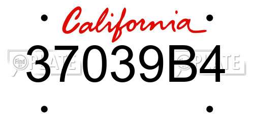 37039B4 California License Plate