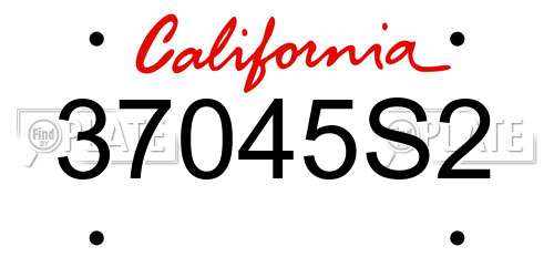 37045S2 California License Plate