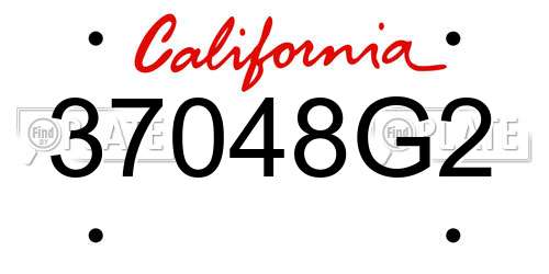 37048G2 California License Plate