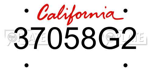37058G2 California License Plate