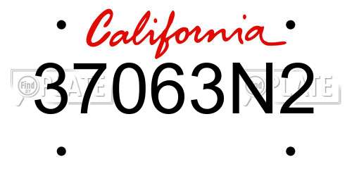 37063N2 California License Plate