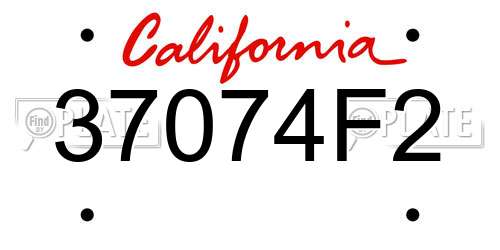 37074F2 California License Plate