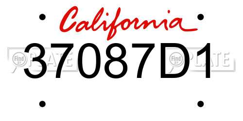 37087D1 California License Plate