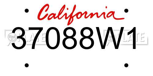 37088W1 California License Plate