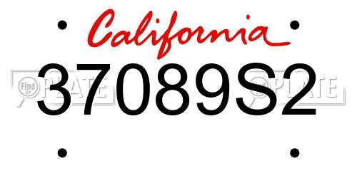 37089S2 California License Plate