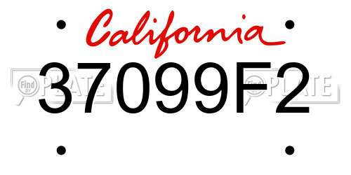 37099F2 California License Plate