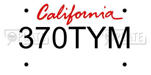 370TYM California License Plate