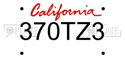 370TZ3 California License Plate