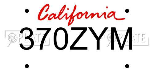 370ZYM California License Plate