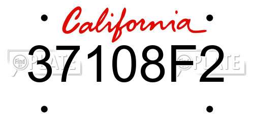 37108F2 California License Plate