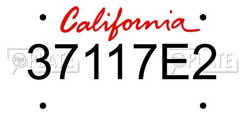 37117E2 California License Plate